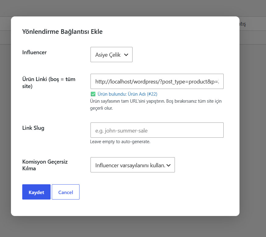 Wordpress Influencer Modülü