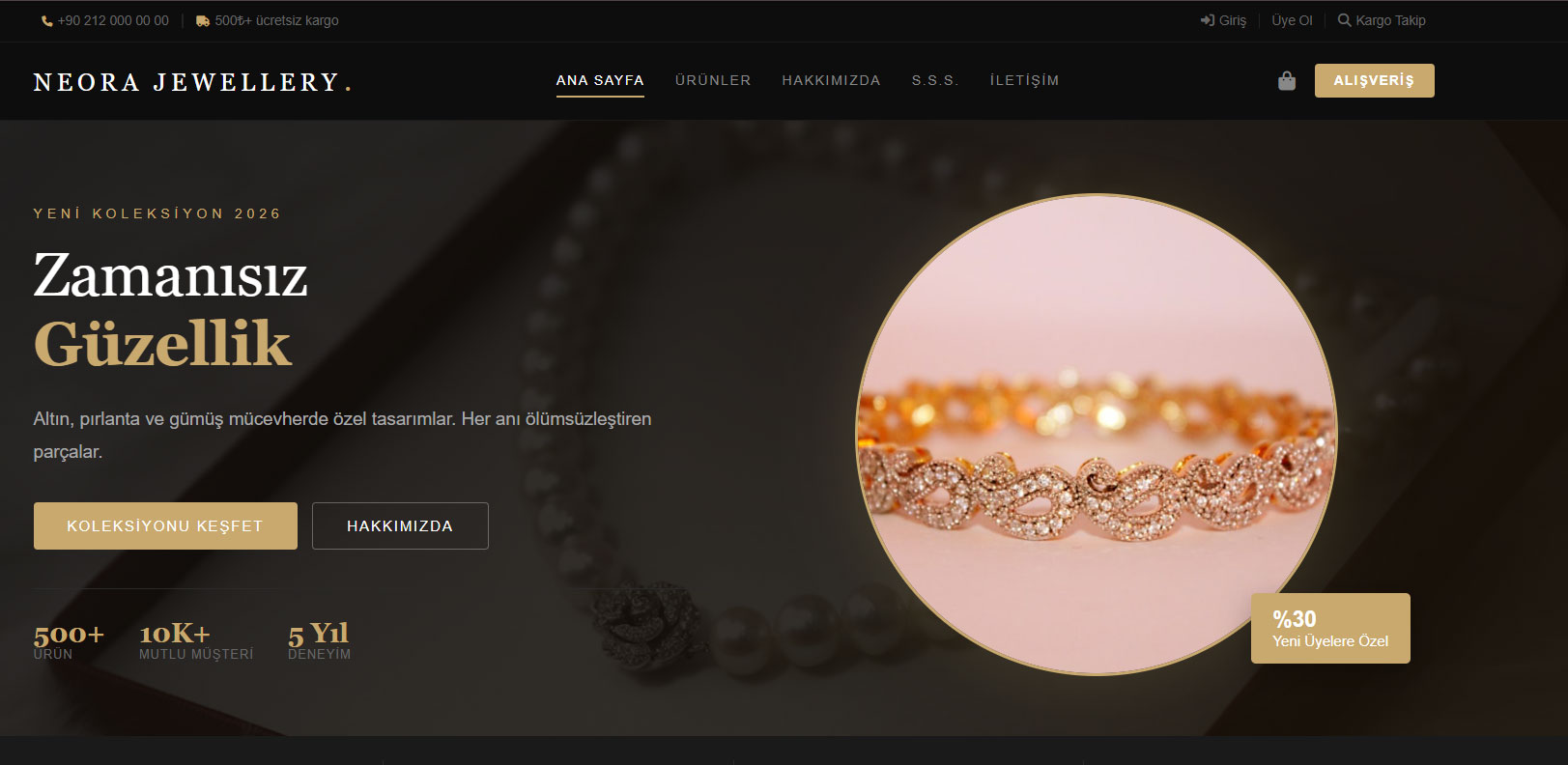 Neora Jewelery – Premium Takı E-Ticaret Web Sitesi